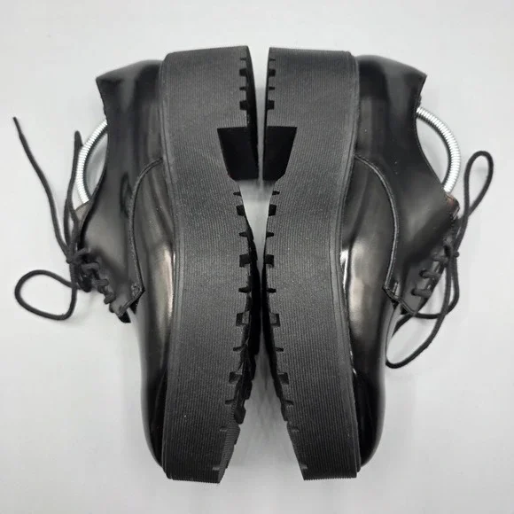 Jeffrey Campbell Bardem Shoes Womens 8 Black Leather Platform Oxford Pointed Toe - Picture 9 of 15